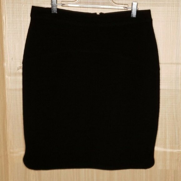Kensie Womens Textured Black Zip Back Knit Straight Skirt Medium - Picture 1 of 5